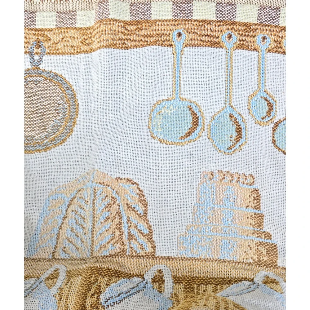 Vtg Goodwin Weavers Tapestry Throw Blanket 'Cats All Over My Kitchen' 44x59